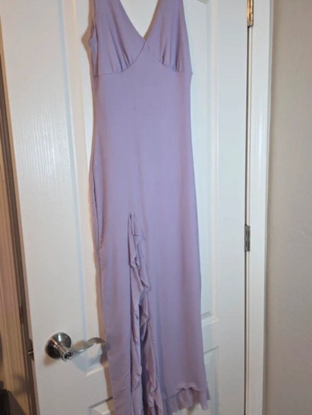 Lavender Ruffled-Slit Dress - Picture 3 of 4